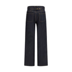 Blue Cotton Straight-Leg Jeans