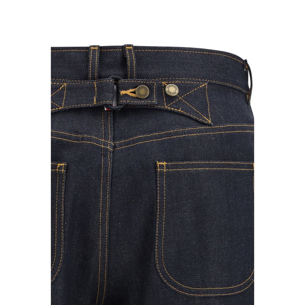 Blue Cotton Straight-Leg Jeans
