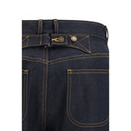Blue Cotton Straight-Leg Jeans