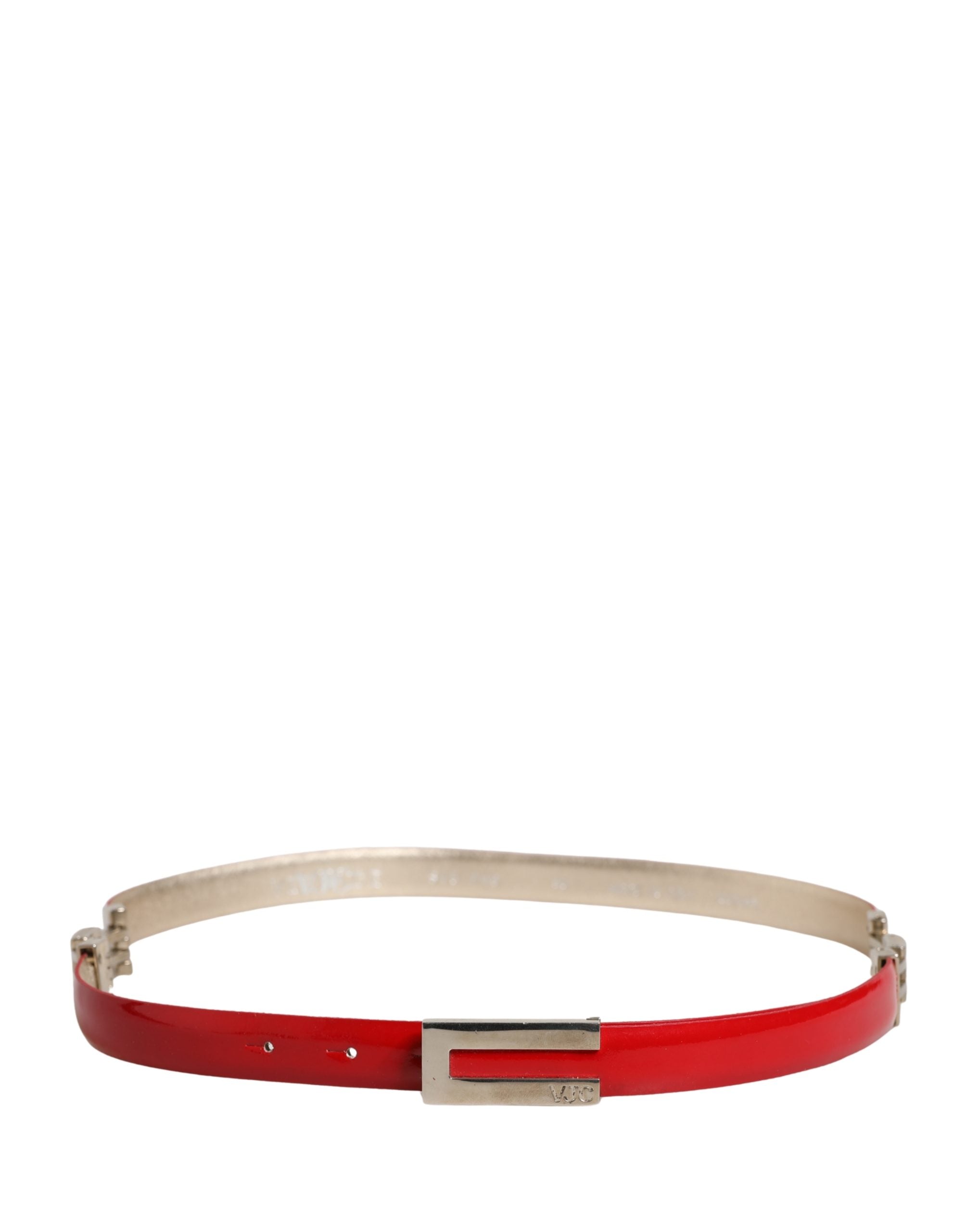 Red Glossy Leather Metal Buckle Belt