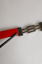 Red Glossy Leather Metal Buckle Belt