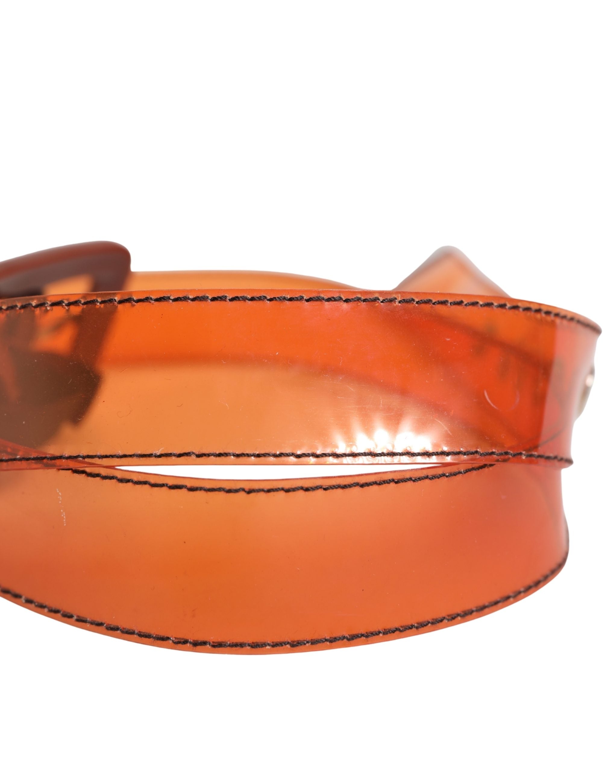 Orange PVC Waist Women Cintura Square Buckle Belt