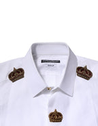 White GOLD Crown Cotton Dress Formal Shirt