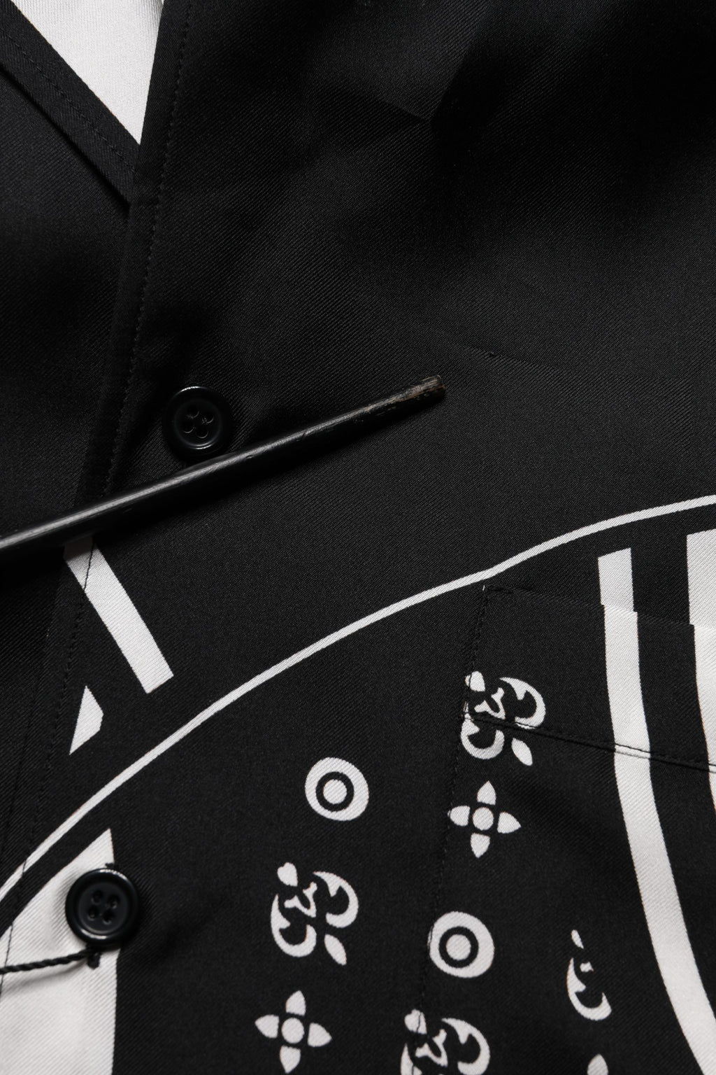 Black Silk Logo Print Short Sleeves Shirt