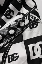 Black Silk Logo Print Short Sleeves Shirt