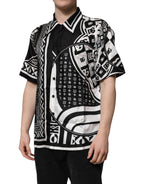 Black Silk Logo Print Short Sleeves Shirt