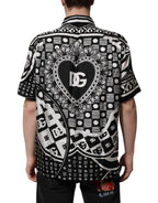 Black Silk Logo Print Short Sleeves Shirt