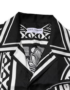 Black Silk Logo Print Short Sleeves Shirt