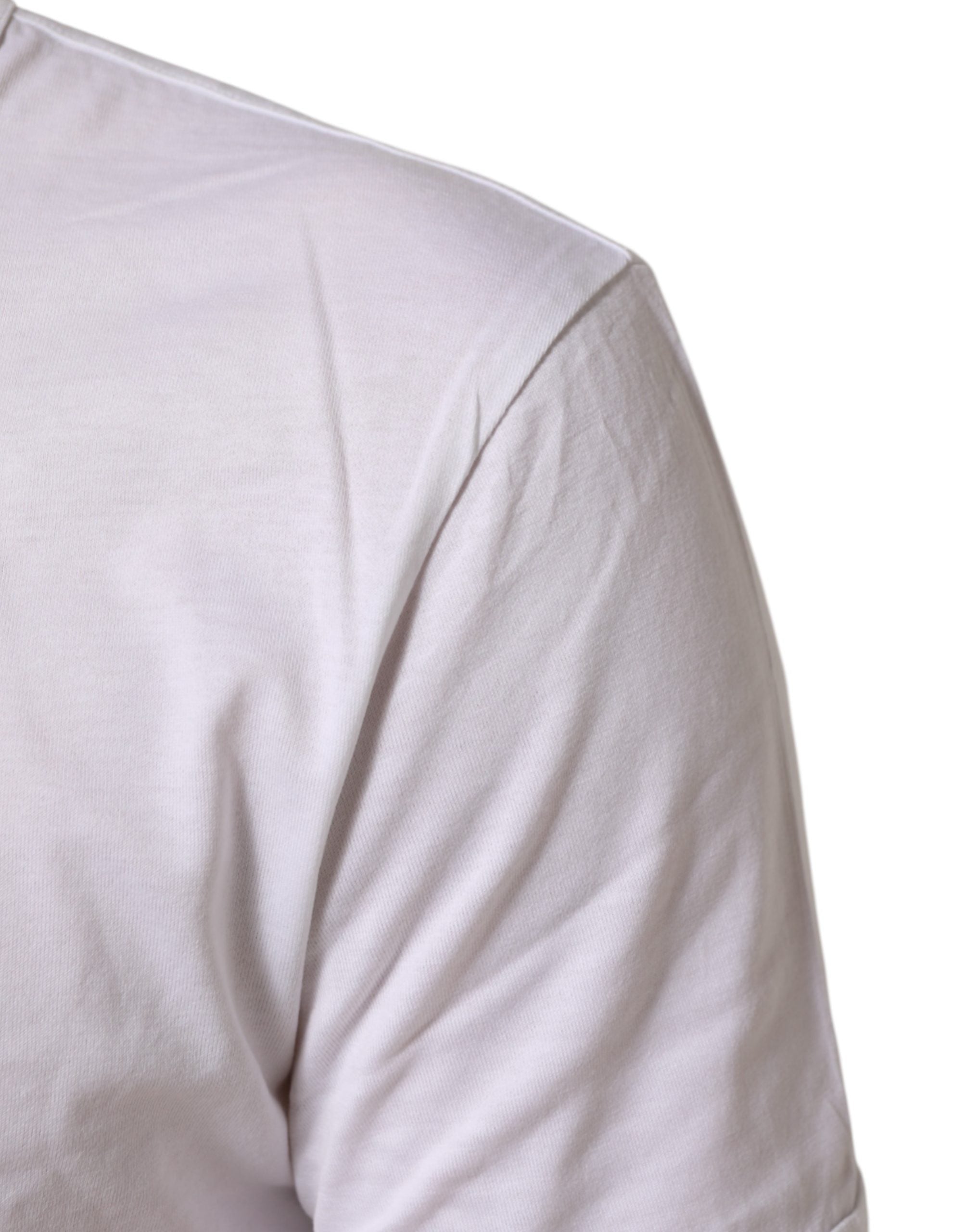 White Cotton Crew Neck Short Sleeves T-shirt