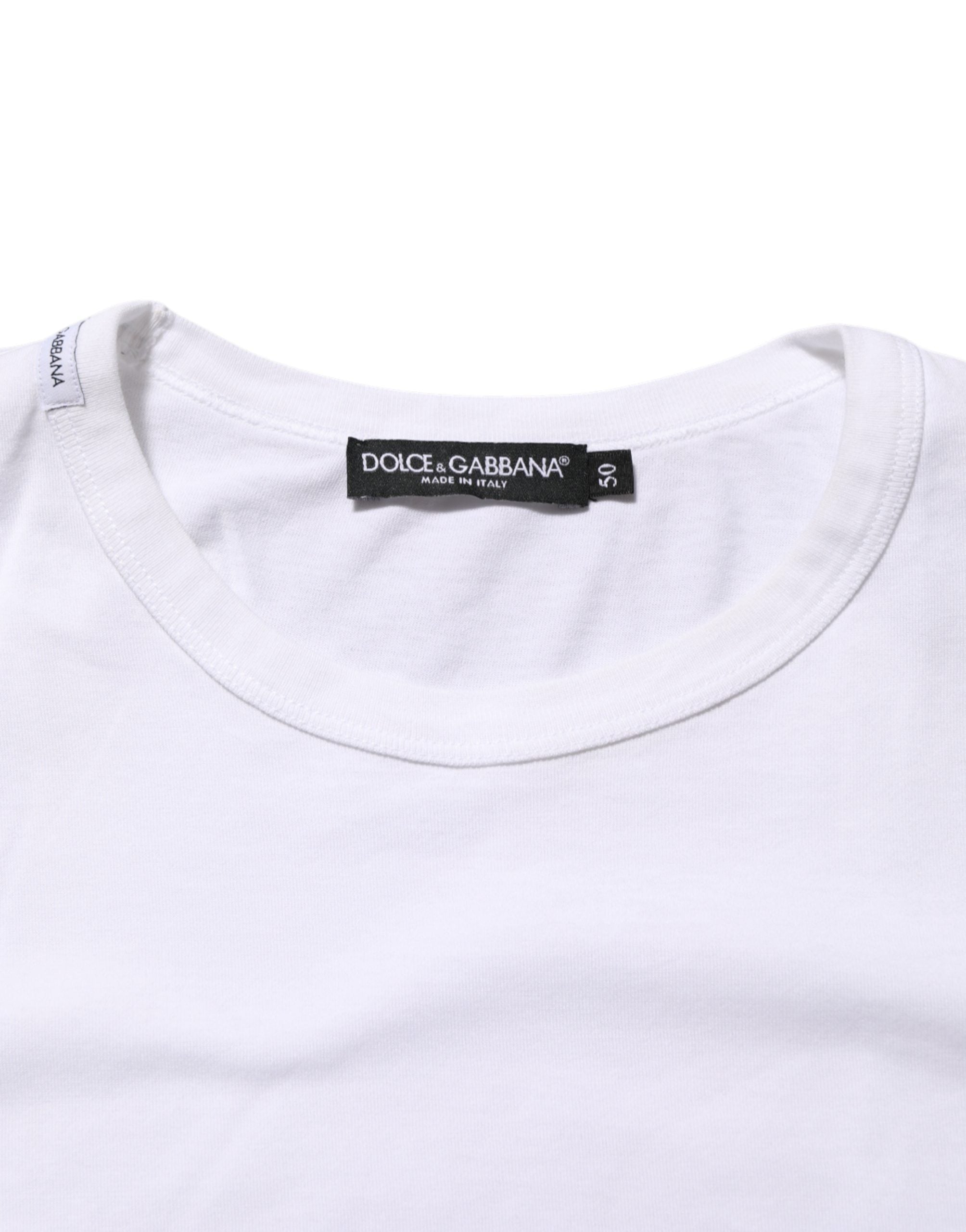 White Cotton Crew Neck Short Sleeves T-shirt