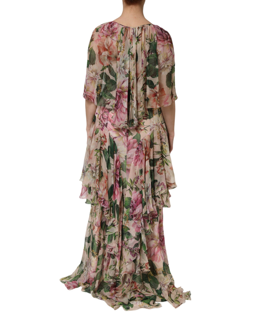 Multicolor Floral Silk Layered Maxi Dress