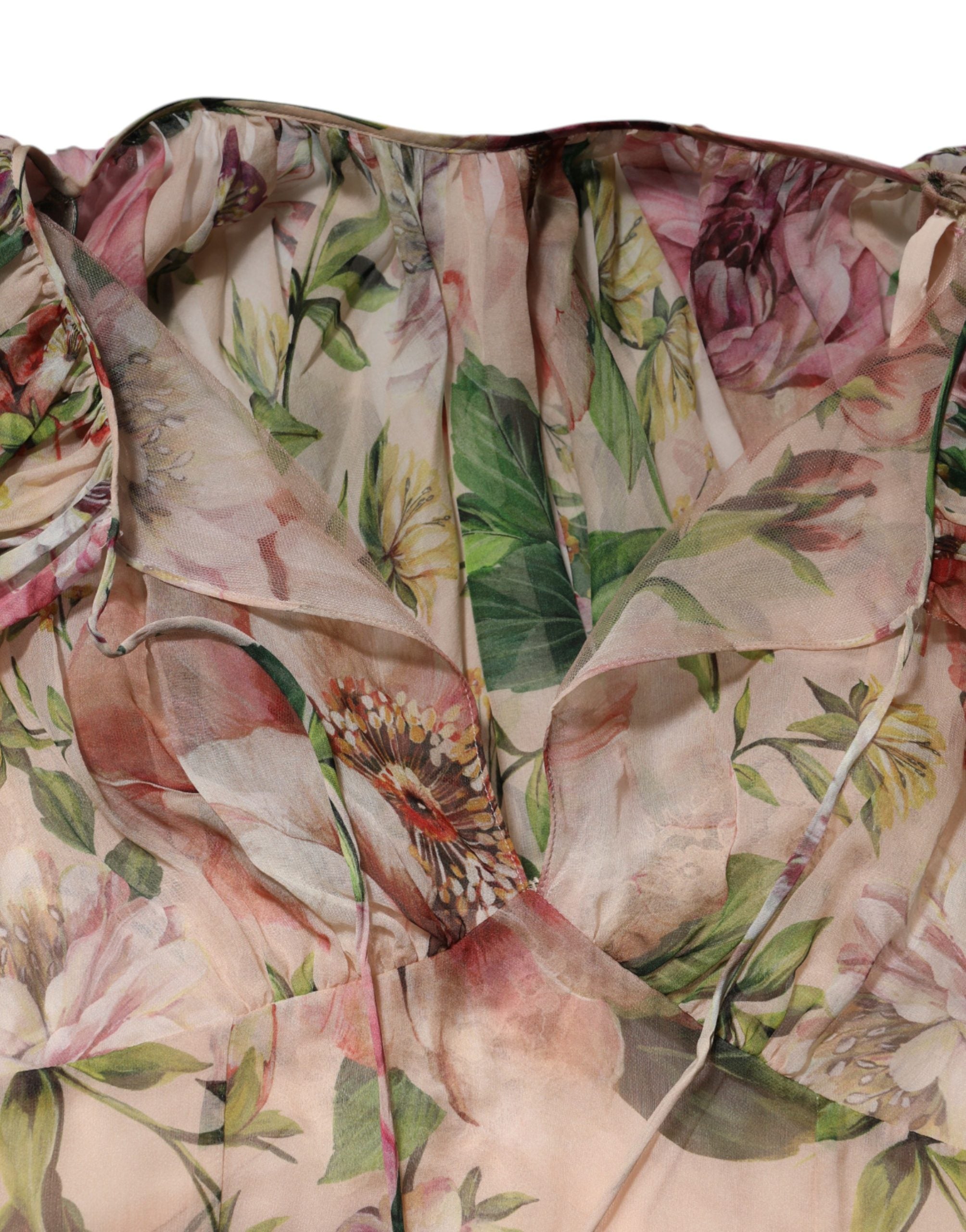 Multicolor Floral Silk Layered Maxi Dress