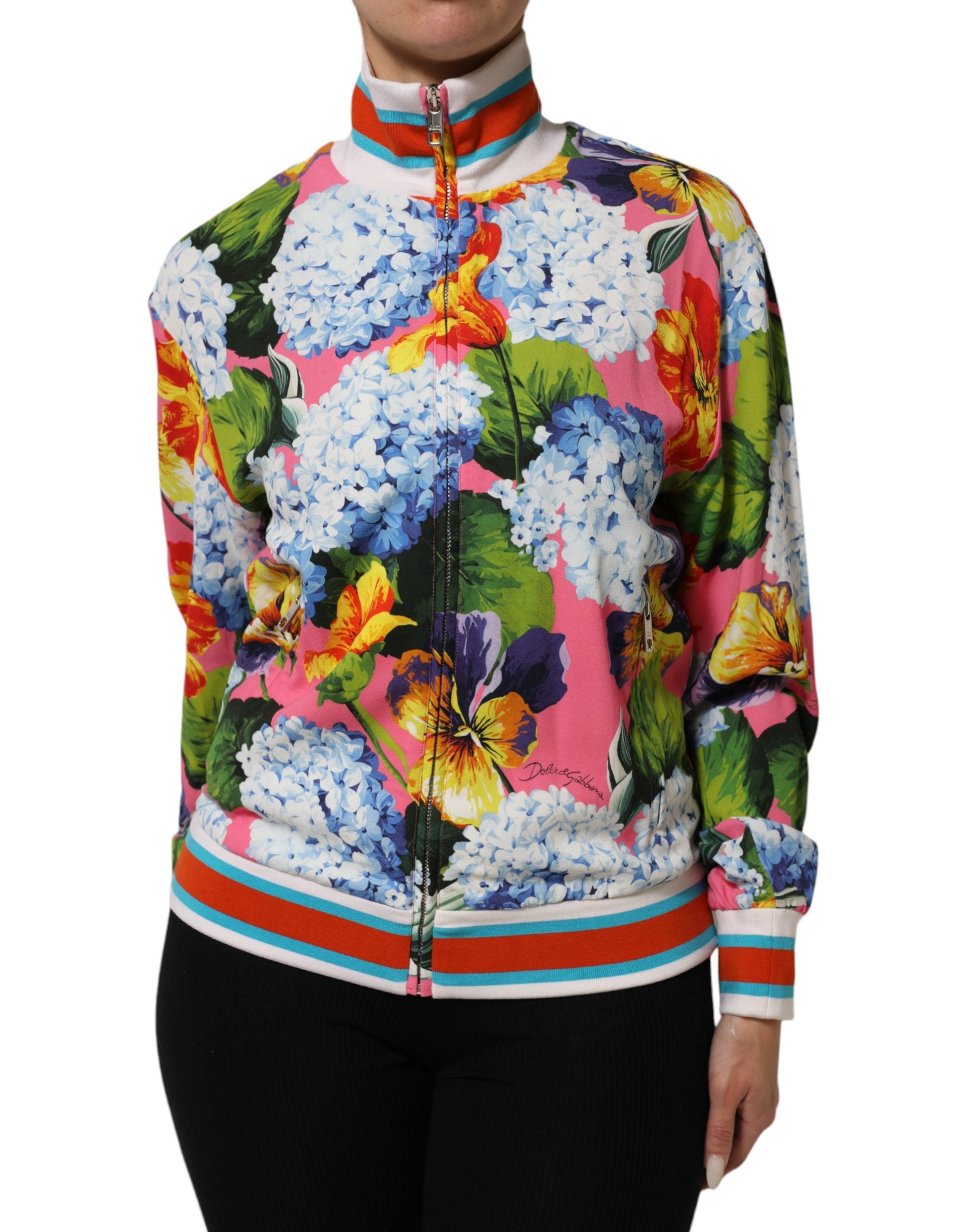 Multicolor Floral Print Zip Cardigan Jacket