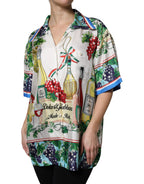 Multicolor Short Sleeve Silk Food Shirt Top