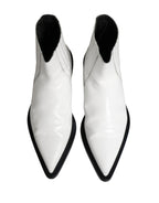 White Leather Chelsea SlipOn Ankle Boots Shoes