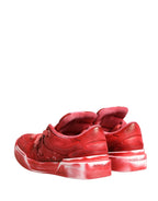 Red Distressed Suede Men Sneakers Shoes