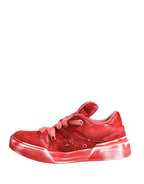 Red Distressed Suede Men Sneakers Shoes