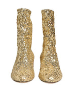 Gold Sequined Short Boots Stretch Shoes