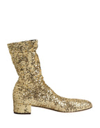 Gold Sequined Short Boots Stretch Shoes