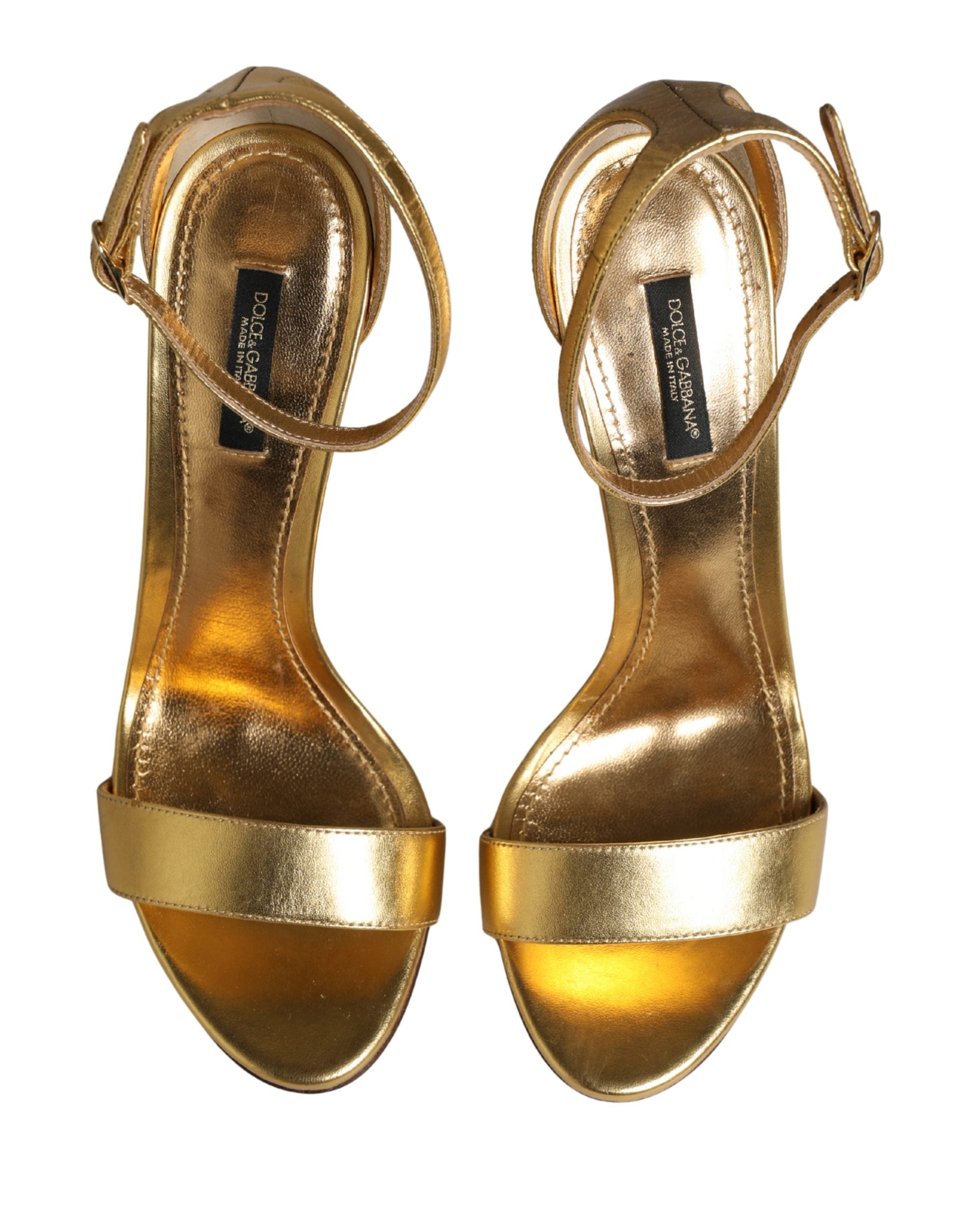 Gold Leather Keira High Heels Sandals Shoes