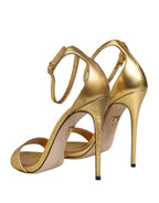 Gold Leather Keira High Heels Sandals Shoes