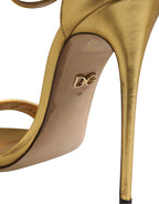 Gold Leather Keira High Heels Sandals Shoes