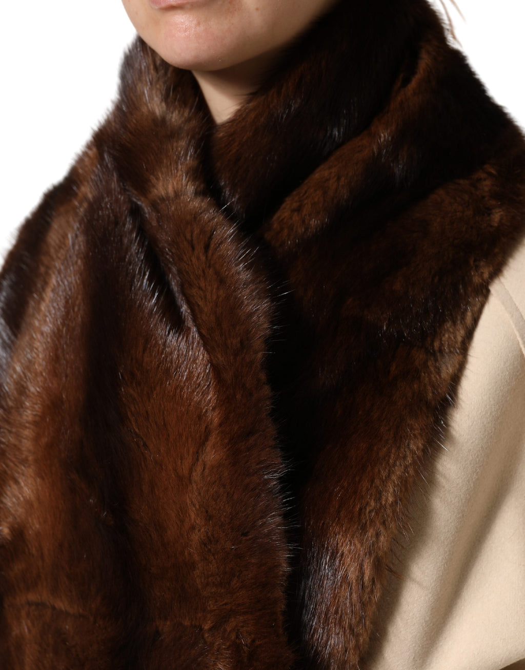 Black Brown Stripe Fur Shawl Wrap Scarf