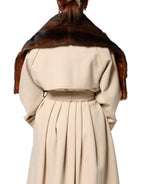 Black Brown Stripe Fur Shawl Wrap Scarf