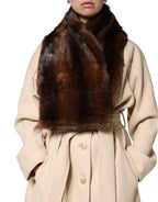 Black Brown Stripe Fur Shawl Wrap Scarf