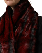 Black Red Stripe Fur Shawl Neck Wrap Scarf