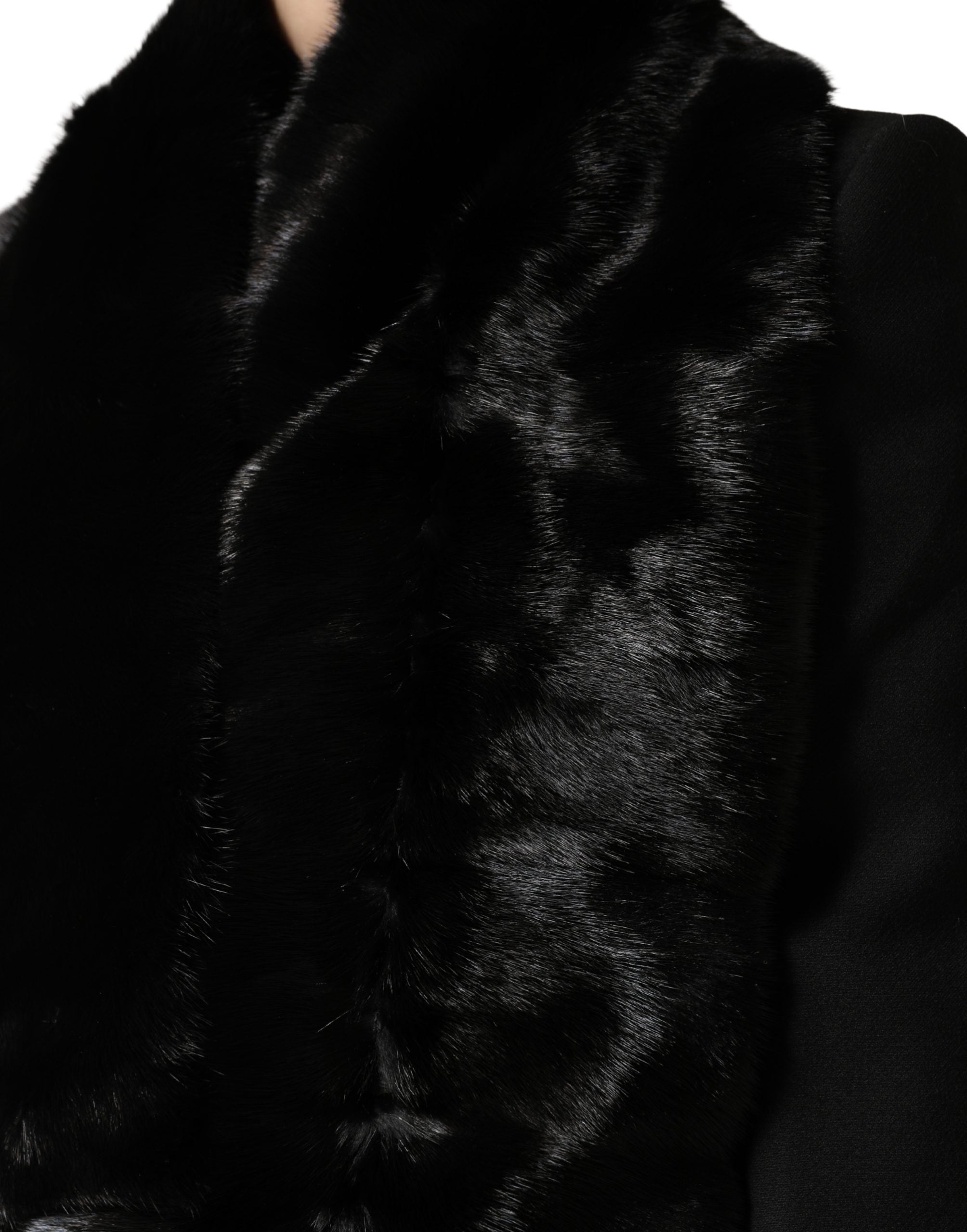 Black Fur Shawl Neck Wrap Cover Collar Scarf