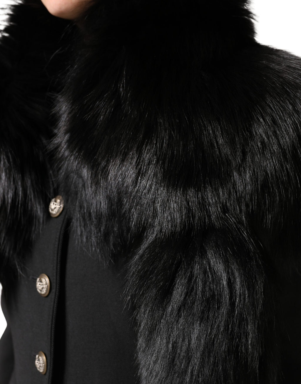 Black Fox Fur Neck Wrap Warmer Winter Scarf