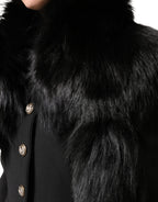 Black Fox Fur Neck Wrap Warmer Winter Scarf