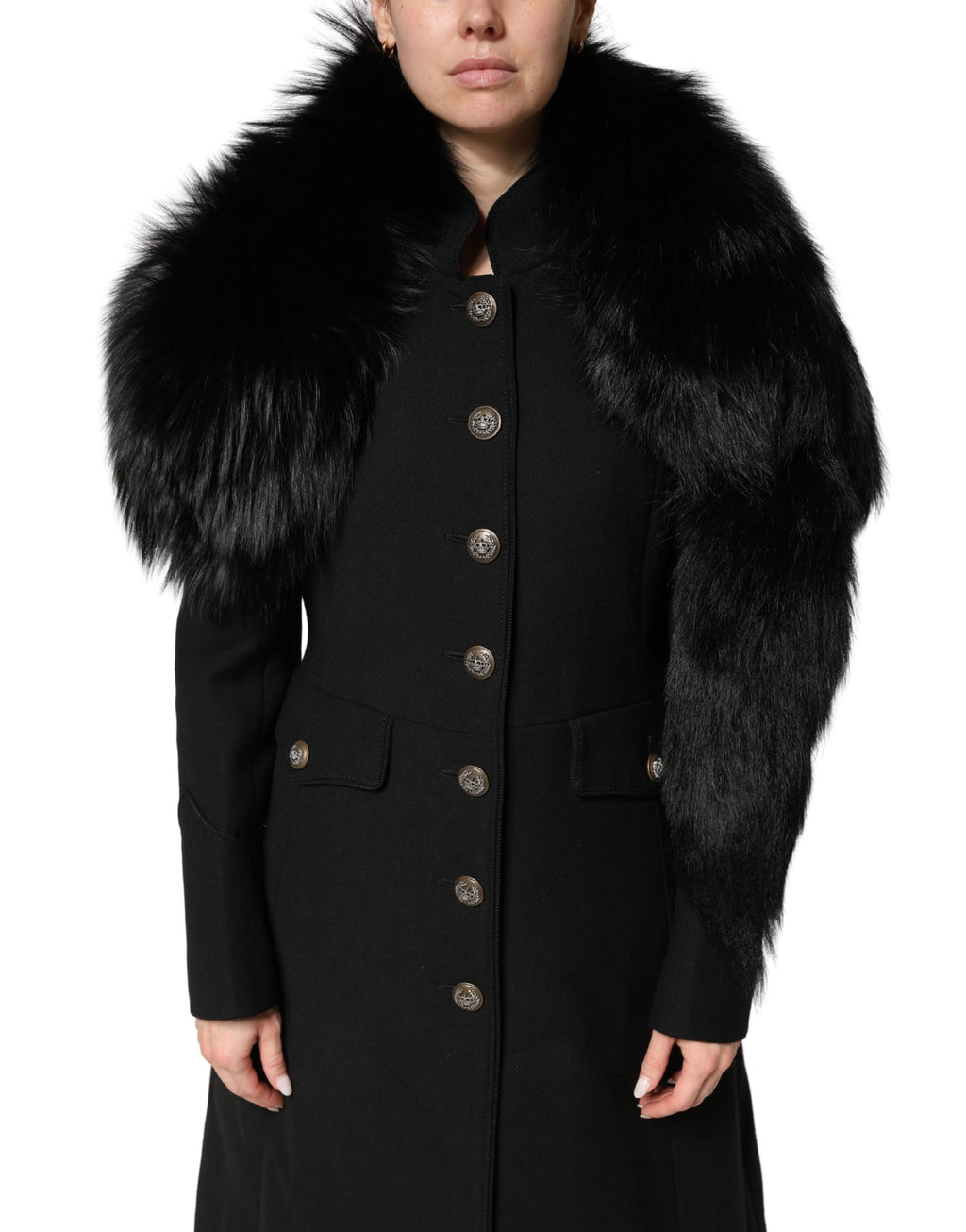 Black Fox Fur Neck Wrap Warmer Winter Scarf