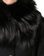 Black Fur Shoulder Collar Wrap Shawl Scarf
