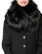 Black Fur Shoulder Collar Wrap Shawl Scarf