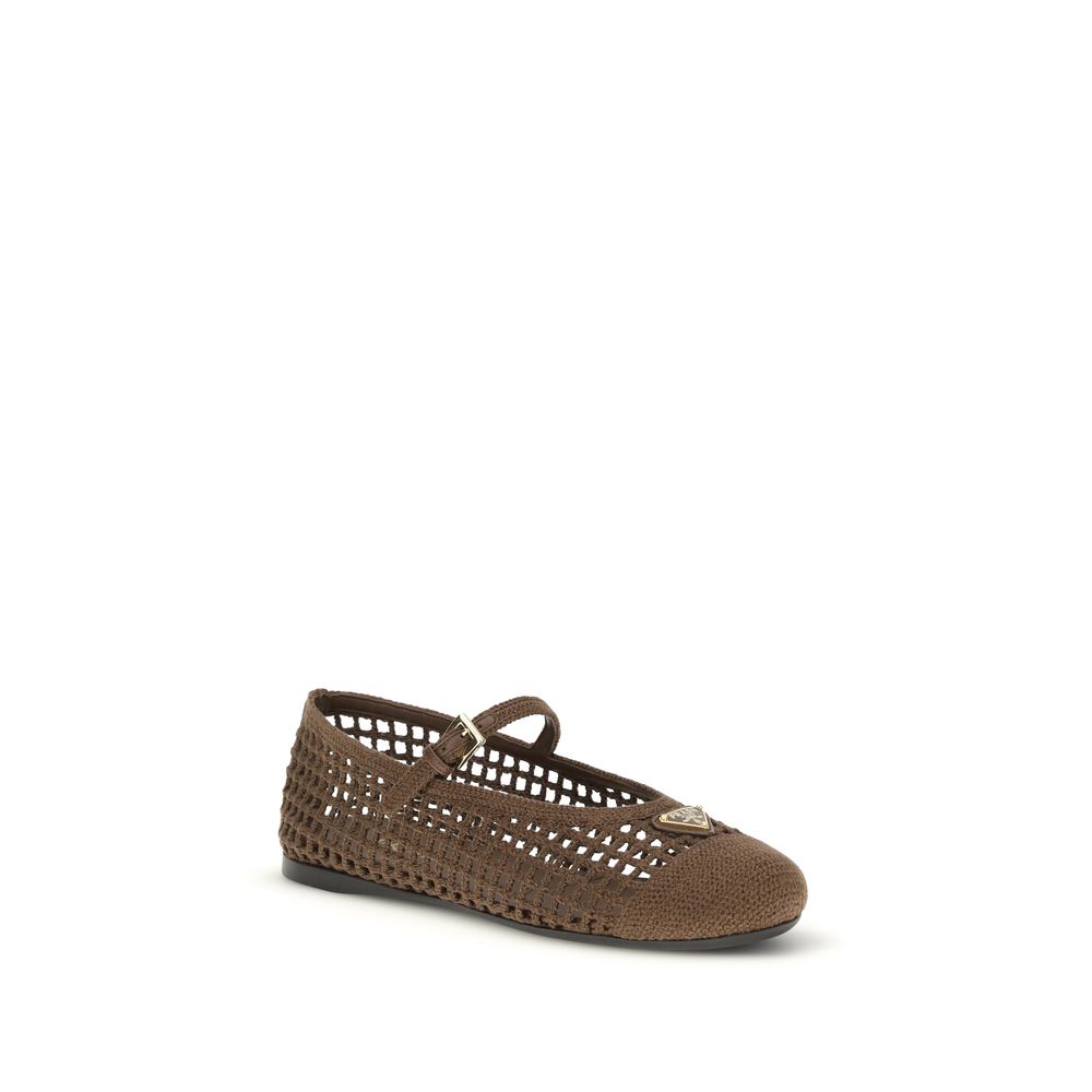 Brown Cotton Ballet Flats