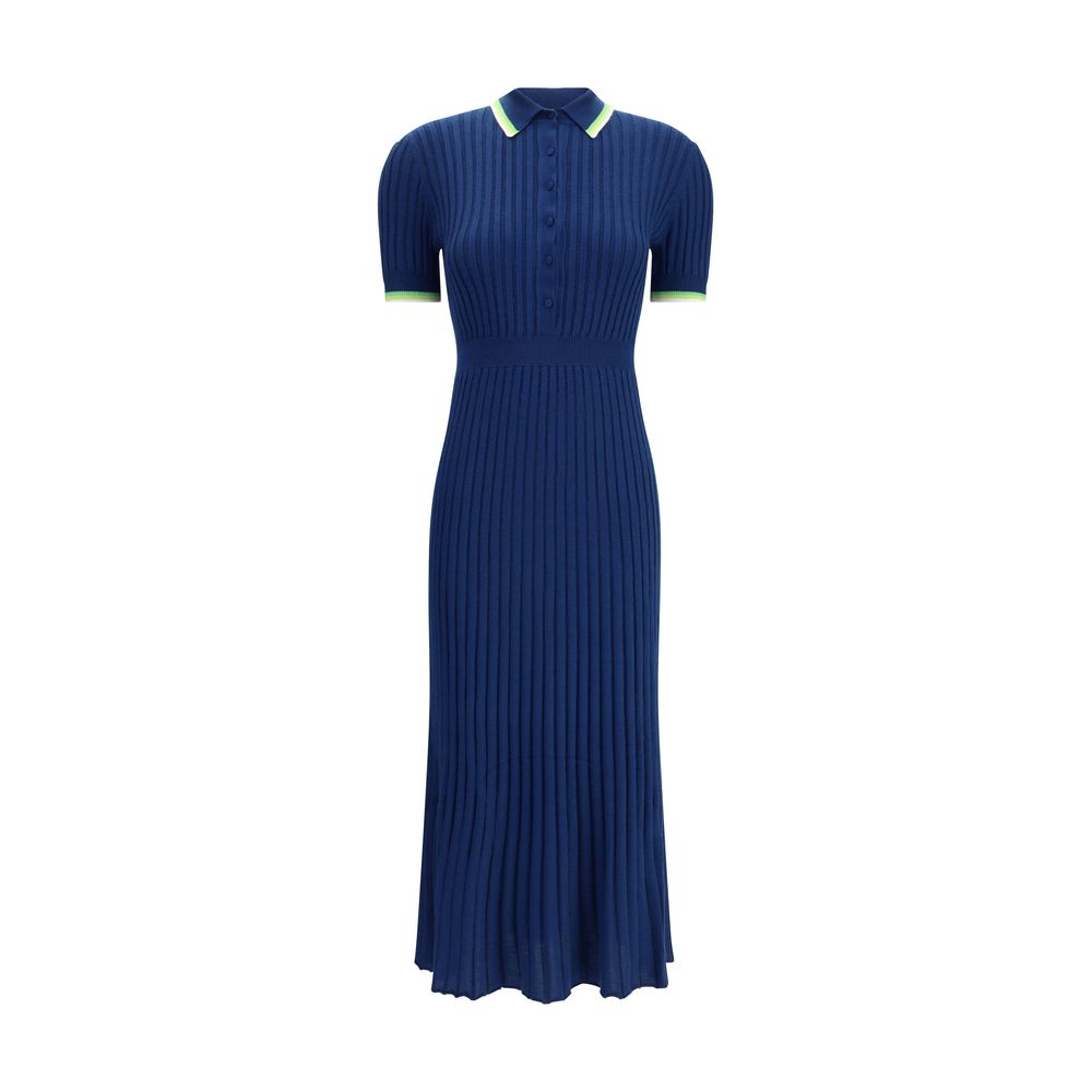 Blue Silk Casual Dress