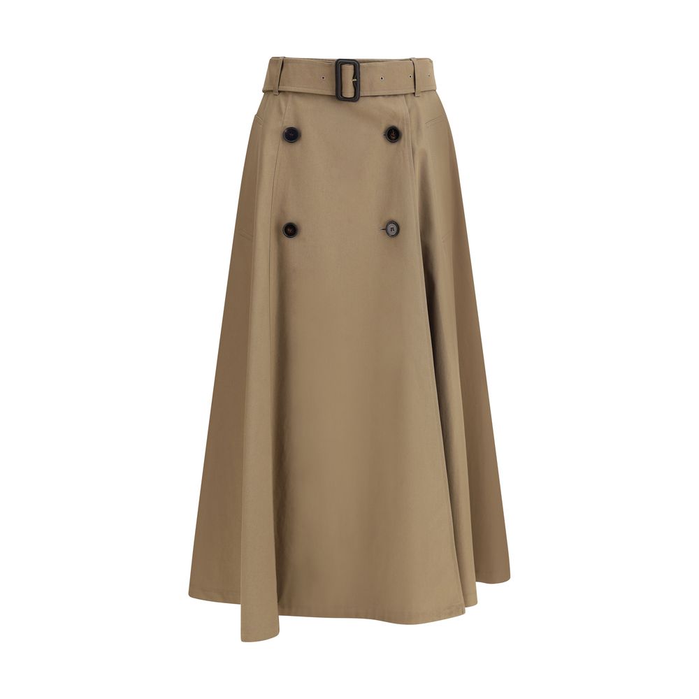 Brown Cotton Midi Skirt