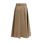Brown Cotton Midi Skirt