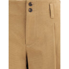 Beige Cotton Casual Pants