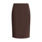 Brown Acetate Midi Skirt