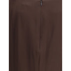 Brown Acetate Midi Skirt