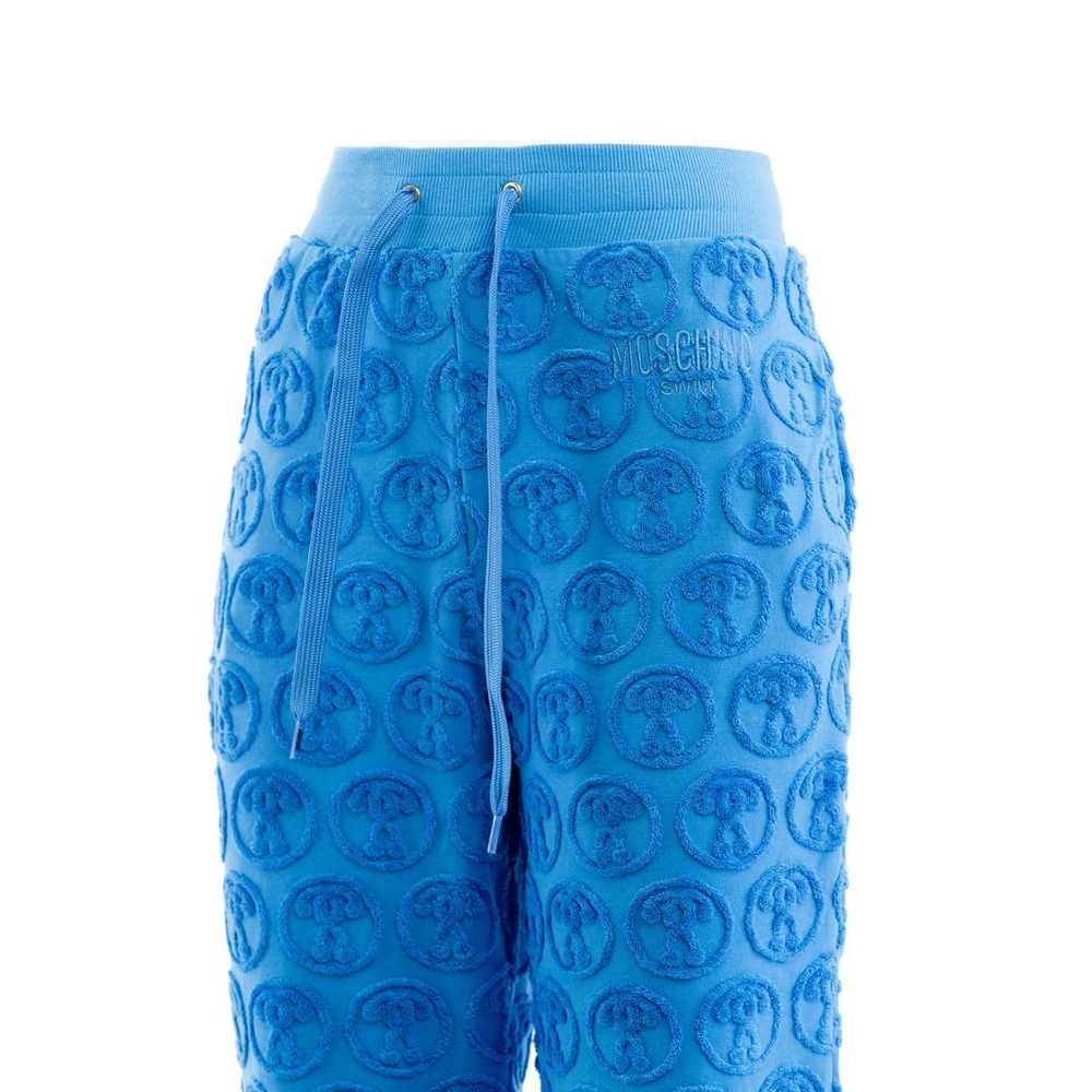 Blue Cotton Casual Pants