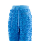 Blue Cotton Casual Pants