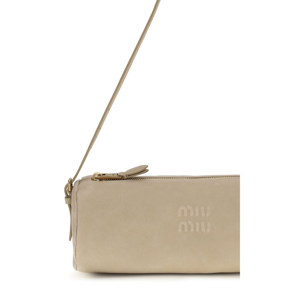 Beige Calf Leather Bos Taurus Shoulder Bag
