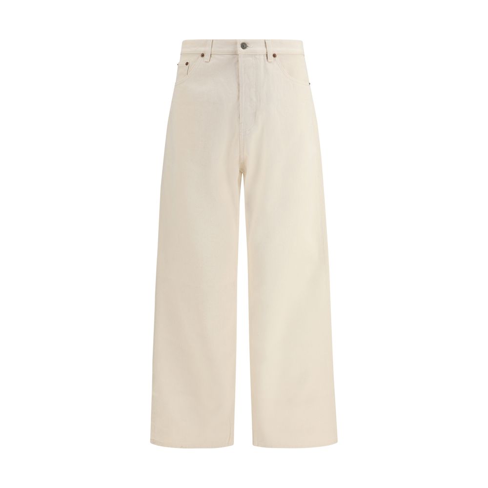 Beige Cotton Casual Pants