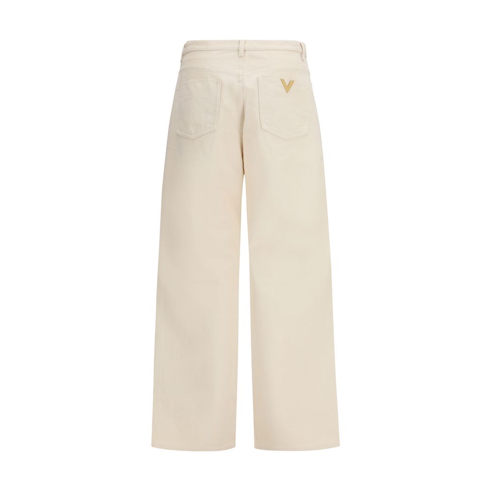 Beige Cotton Casual Pants