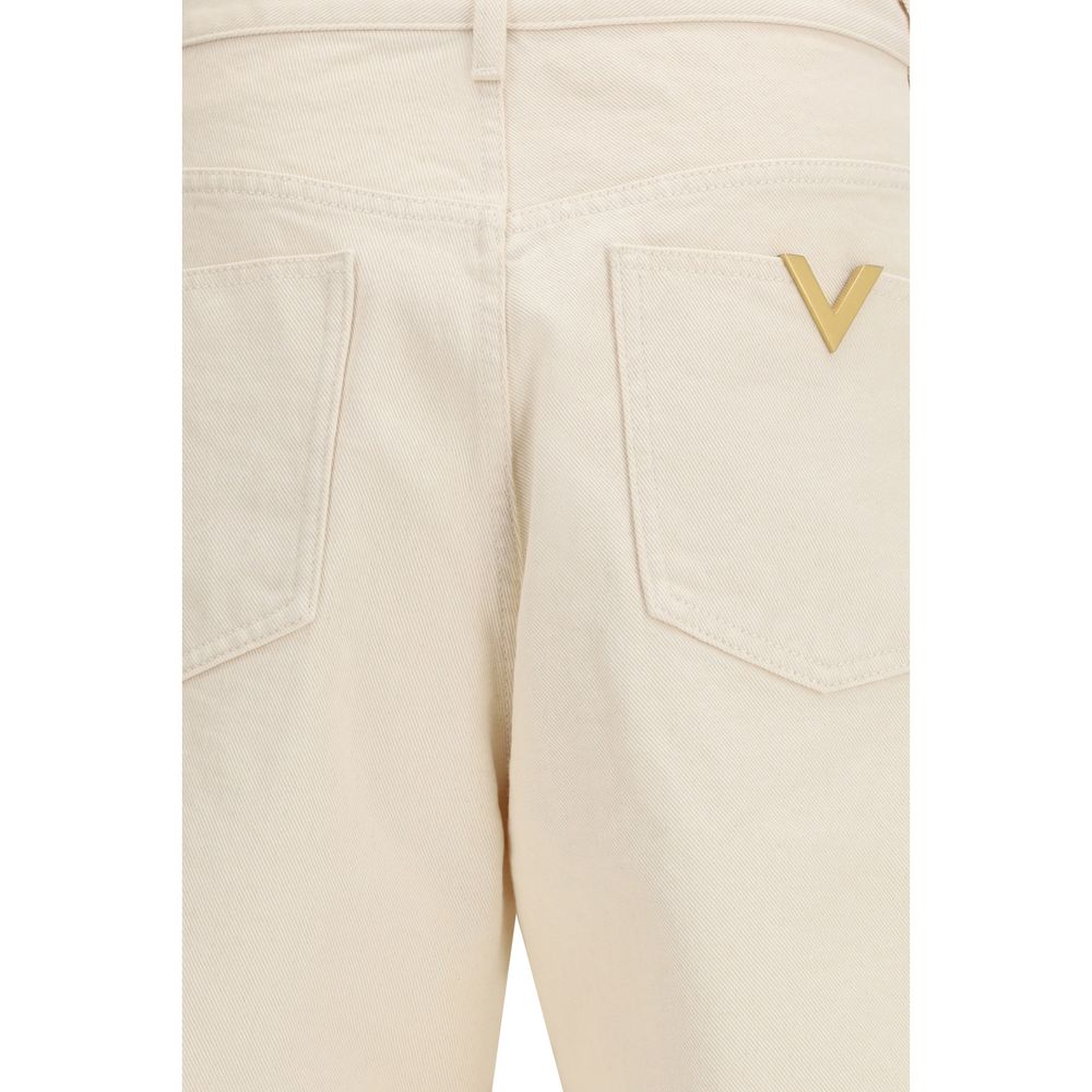 Beige Cotton Casual Pants