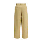 Beige Cotton Casual Pants